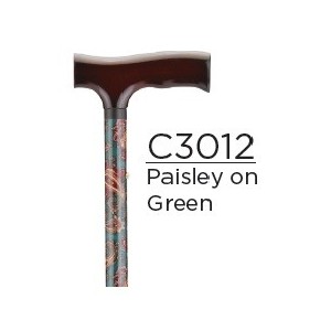 CANE FOLDING GREEN PAISLEY